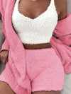 2-delige dames lounge set – zachte fleece top en shorts voor ultieme ontspanning