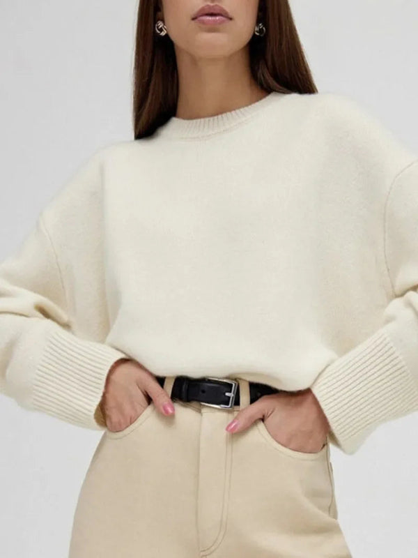 Dames gebreide trui voor casual stijl - ontspannen pasvorm warme trui voor elke dag
