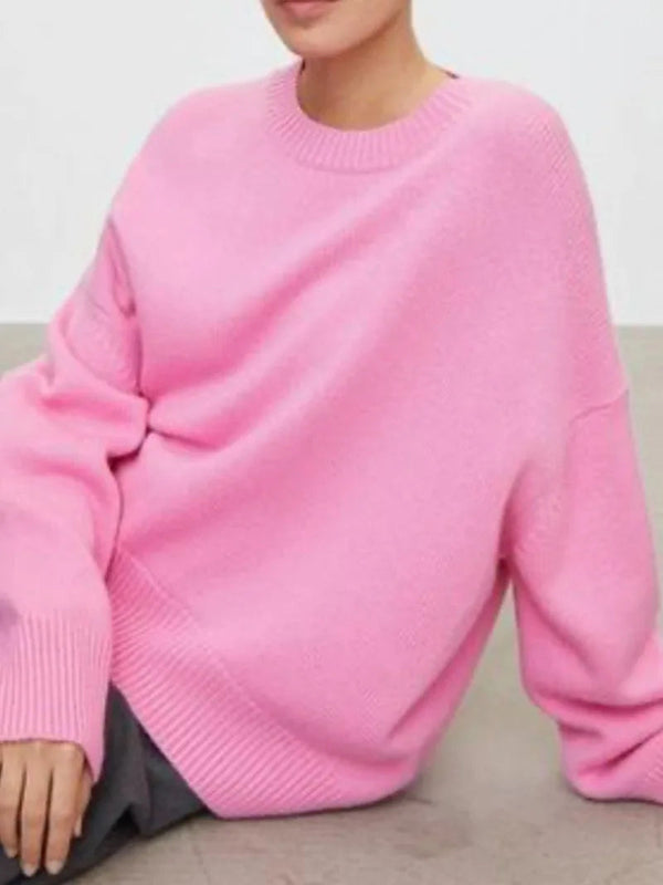 Dames gebreide trui voor casual stijl - ontspannen pasvorm warme trui voor elke dag
