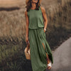 Maxi jurk - elegante mouwloze damesjurk met zijslitsen