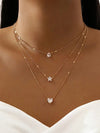 3-delige kettingset met kristalbedels - elegante gouden dames sieraden