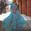 Zomer maxi jurk met elegante bloemenprint en ceintuur - voor feestelijke gelegenheden