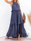 Dames maxi jurk met elegante ruches en luchtige stof - stijlvolle casual zomerjurk voor uitjes