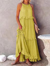Dames maxi jurk met elegante ruches en luchtige stof - stijlvolle casual zomerjurk voor uitjes