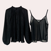 2-delige zwarte set - verfijnde damesblouse en cami combinatie