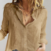 Linnen blouse met knopen - relaxed fit dames top
