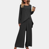 2-delige dames loungewear set - trendy top en wijde broek
