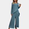 2-delige dames loungewear set - trendy top en wijde broek
