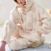 2-delige roze fleece loungewear set - dames zachte pyjama's