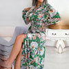 Dames lange mouwen bloemenprint jurk - elegante maxi jurk voor casual of formele gelegenheden