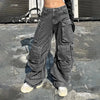 Wijde denim broek - trendy cargo jeans voor dames