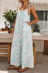 Dames bloemen wijde been jumpsuit lichtblauw casual zomeroutfit - mouwloos ontwerp voor dagelijkse stijl