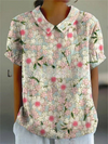 Dames top met bloemenborduring - elegante korte mouwen voor casual dagen