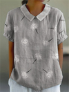 Dames top met bloemenborduring - elegante korte mouwen voor casual dagen