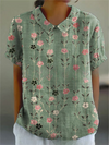 Dames top met bloemenborduring - elegante korte mouwen voor casual dagen