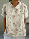 Dames top met bloemenborduring - elegante korte mouwen voor casual dagen