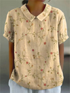 Dames top met bloemenborduring - elegante korte mouwen voor casual dagen