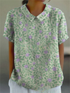 Dames top met bloemenborduring - elegante korte mouwen voor casual dagen
