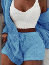 2-delige dames lounge set – zachte fleece top en shorts voor ultieme ontspanning