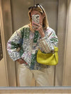 Dames casual jas in levendig groen patchwork – lichtgewicht zomerouterwear