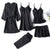 5-delige zwarte satijnen pyjama set - luxe sleepwear met kant
