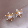 2-delige bloemenparel oorbellen - elegante gouden kristallen stud oorbellen voor dames