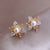 2-delige bloemenparel oorbellen - elegante gouden kristallen stud oorbellen voor dames
