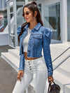 Denimjack - trendy cropped damesjack met pofmouwen