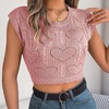 Gebreid topje - hartpatroon cropped sweater voor dames