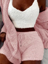 2-delige dames lounge set – zachte fleece top en shorts voor ultieme ontspanning