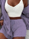 2-delige dames lounge set – zachte fleece top en shorts voor ultieme ontspanning