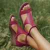 Dames leren wedge sandalen - stijlvol schoeisel voor zomerse uitjes