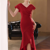 Elegante rode jurk - chique avondtoilet voor dames