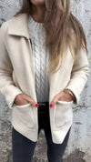 Dames zip-up jacket - gezellige rode fleece jas voor vrouwen