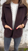 Dames zip-up jacket - gezellige rode fleece jas voor vrouwen
