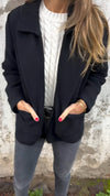 Dames zip-up jacket - gezellige rode fleece jas voor vrouwen