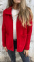 Dames zip-up jacket - gezellige rode fleece jas voor vrouwen