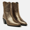 Leren enkellaarzen - metalen brons dames western stijl