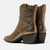 Leren enkellaarzen - metalen brons dames western stijl