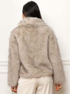 Bont jas voor dames - luxe grijze faux fur jas met brede kraag - Bakkermode.nl
