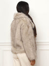 Bont jas voor dames - luxe grijze faux fur jas met brede kraag - Bakkermode.nl