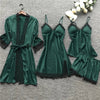 3-delig zijden slaapset - luxe dames nachtmode ensemble - Bakkermode.nl