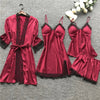 3-delig zijden slaapset - luxe dames nachtmode ensemble - Bakkermode.nl