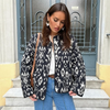 Dames gewatteerde jas - stijlvolle zwarte gebloemde coat voor dagelijks gebruik - lichtgewicht en trendy design