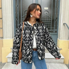 Dames gewatteerde jas - stijlvolle zwarte gebloemde coat voor dagelijks gebruik - lichtgewicht en trendy design