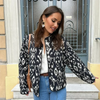 Dames gewatteerde jas - stijlvolle zwarte gebloemde coat voor dagelijks gebruik - lichtgewicht en trendy design