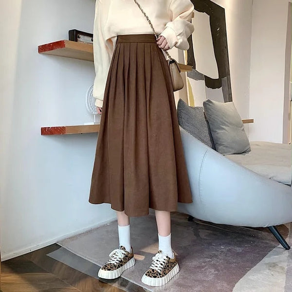 Dames geplooide midi rok - verfijnd ontwerp met hoge taille voor eindeloze stijlmogelijkheden
