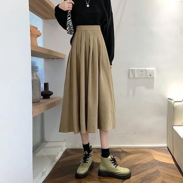 Dames geplooide midi rok - verfijnd ontwerp met hoge taille voor eindeloze stijlmogelijkheden