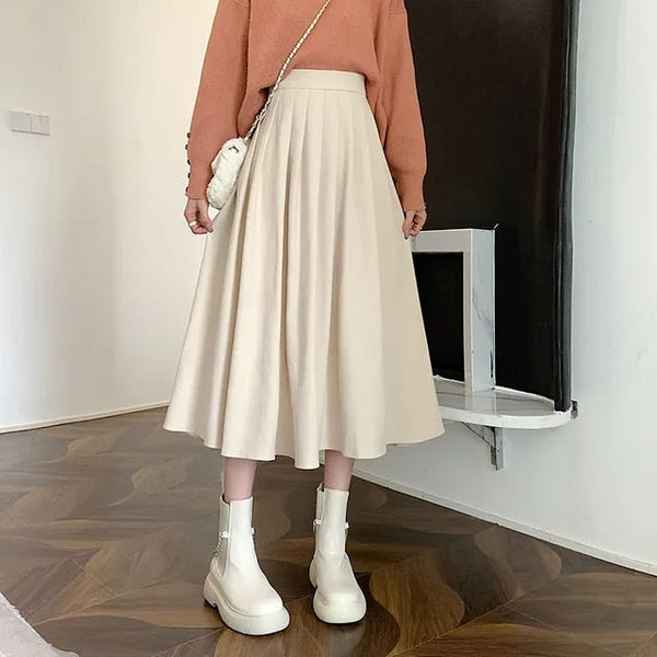 Dames geplooide midi rok - verfijnd ontwerp met hoge taille voor eindeloze stijlmogelijkheden