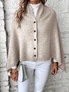 Poncho met knoopsluiting - elegante gebreide wrap voor dames